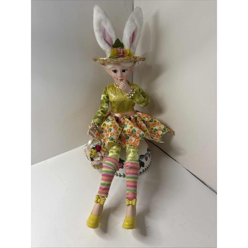Cynthia Rowley Easter Elf Fairy Bunny Shelf Sitter Doll 27" Tabletop Home Decor